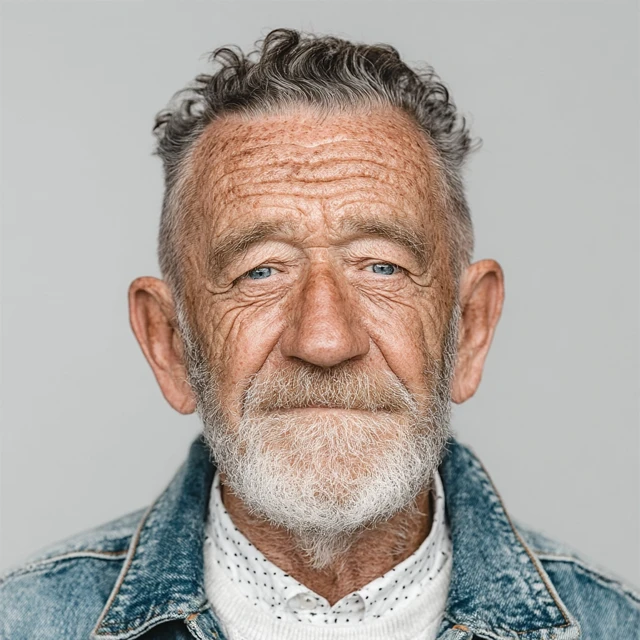 Handsome Old Man Portrait White Background