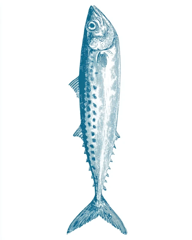 Vintage Mackerel Fish Illustration Retro Naturalist