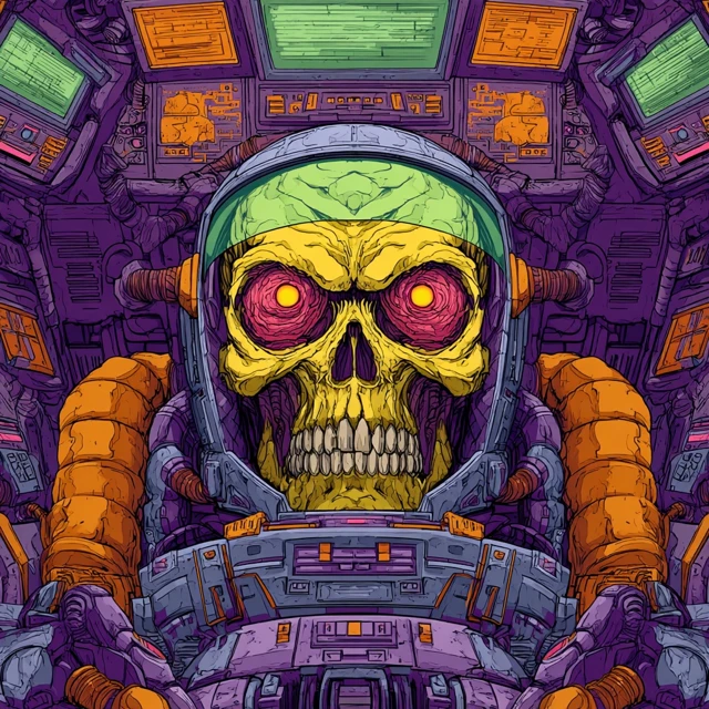 80s Cartoon Alien Skull Villain