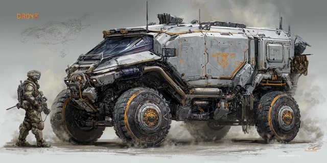 Halo Inspired Drone Military Vehicle Concept Art