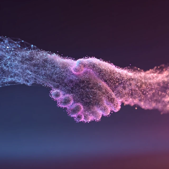Abstract Digital Handshake Mesh Art