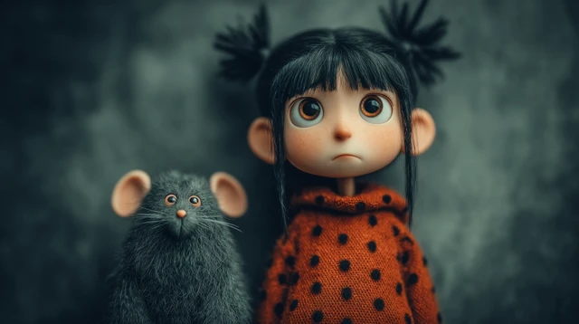 Girl and Mouse Horror Photography