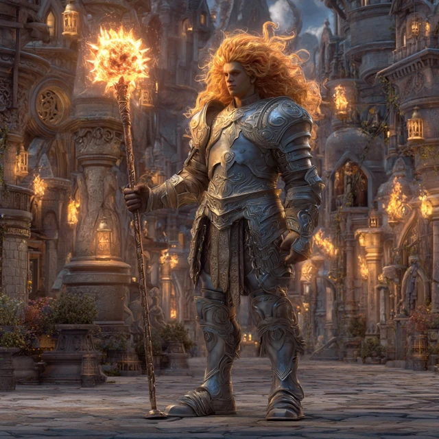 Fire Genasi Protector of a Medieval City
