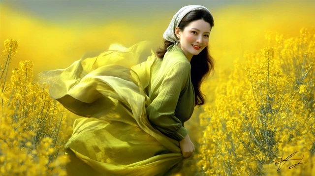 Spring Bloom Woman in Field
