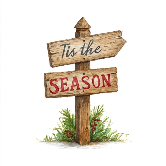 Tis the SEASON Watercolor Wooden Sign