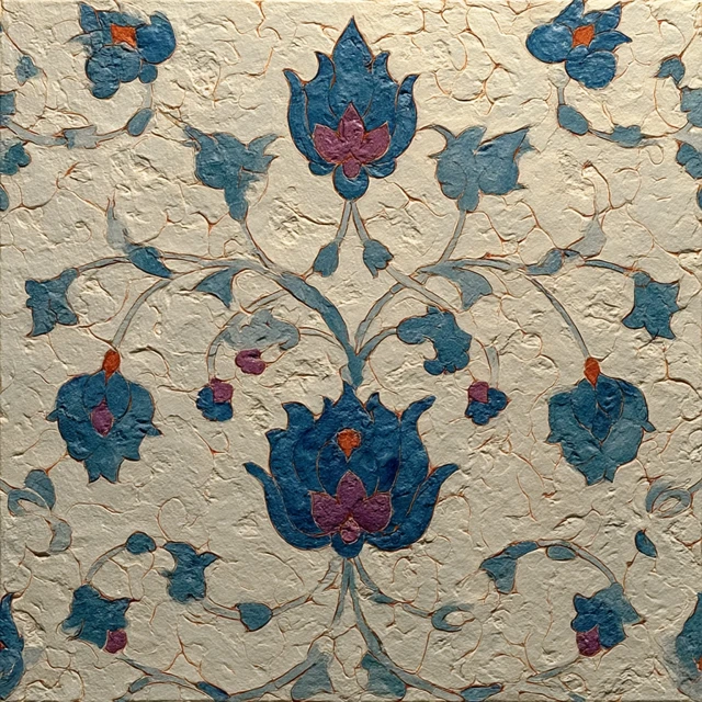 Arabesque Floral Design on Gray Background