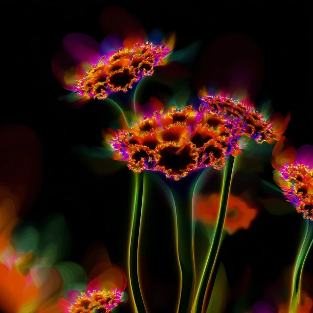 Fractal Flowers Silhouette Abstract Art