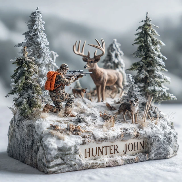 Winter Hunting Diorama Scene Miniature Artwork
