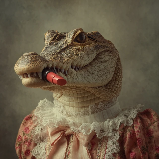 Crocodile in a Dress Funny Portrait