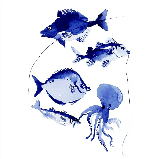 Watercolor Seafood Illustration Marine Life Study