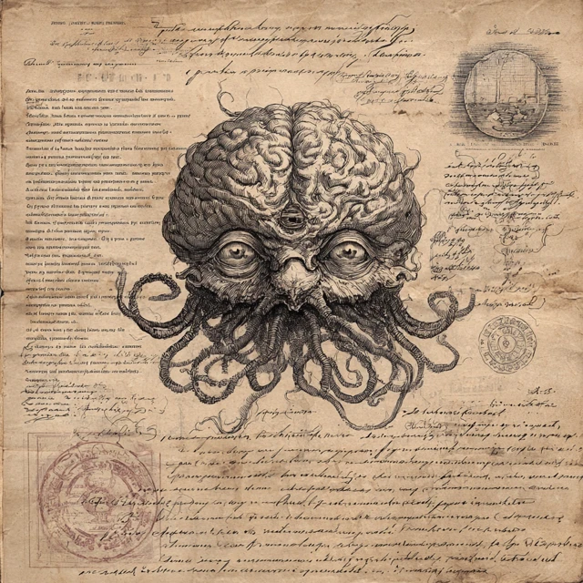 Lovecraftian Brain Antique Medical Illustration
