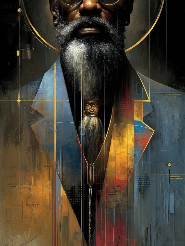 Fathers Day Art: Black Man with Beard and Tie