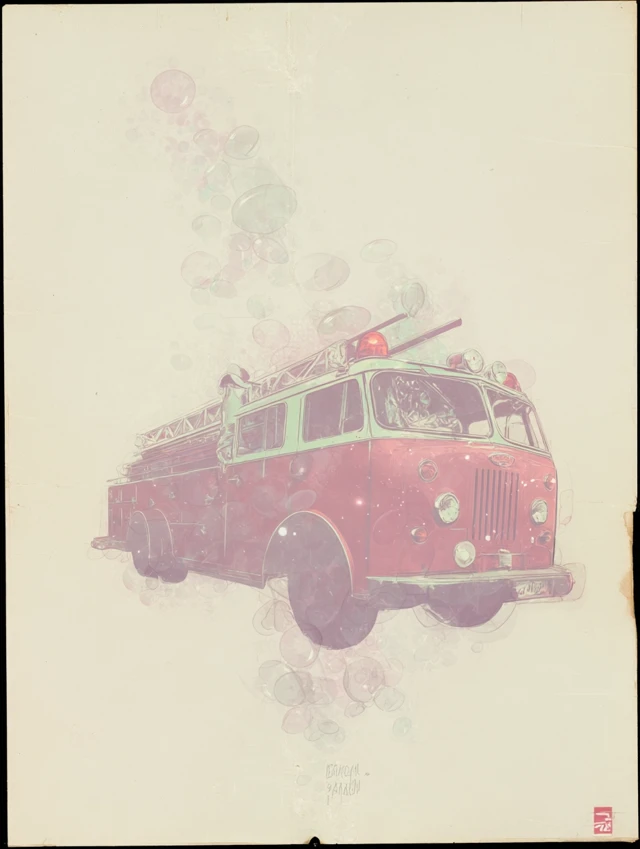 Retro Fire Truck Poster Art