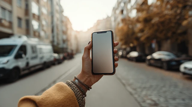 iPhone in Hand Capturing Cityscape Photography