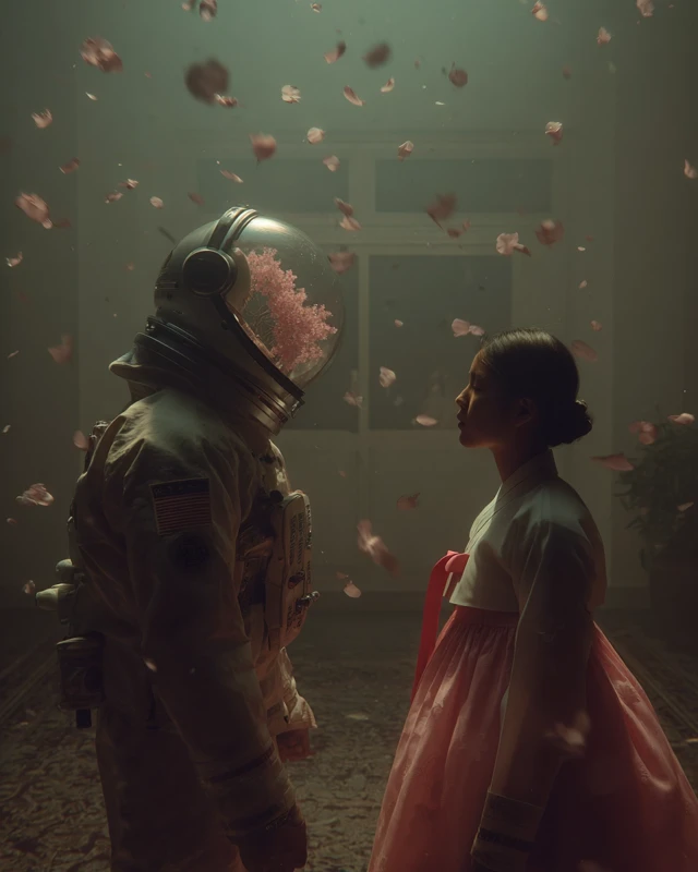 Astronaut in Blossoms Meets Korean Woman