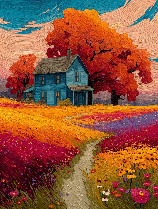 Van Gogh Cottage Garden Painting
