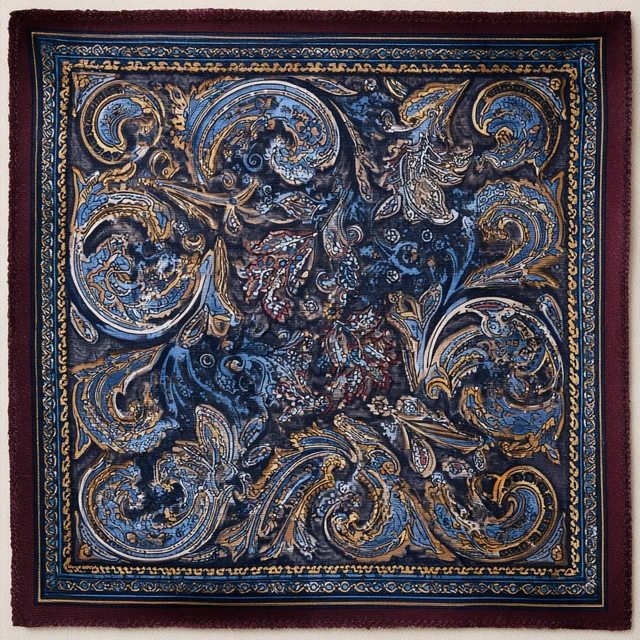 Elegant Pocket Square Design Intricate Motifs Sophisticated Colors