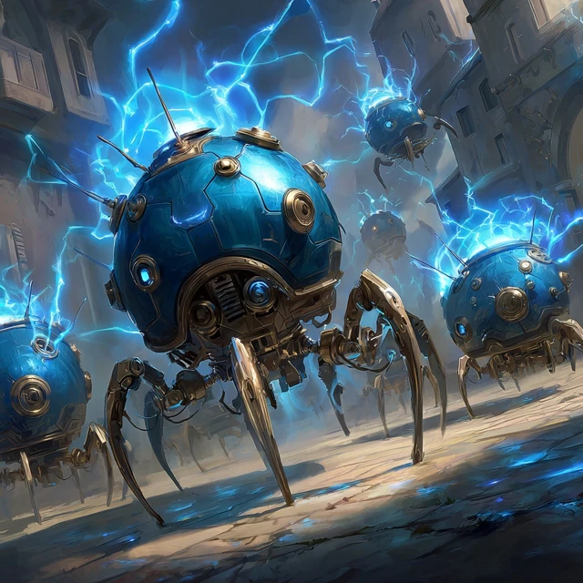 Bug Bots Emitting Blue Energy 4K Painting