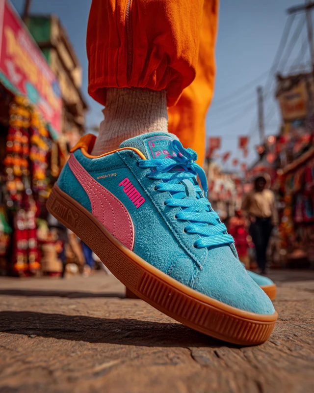Vibrant Puma Sneaker in Indian Street Market