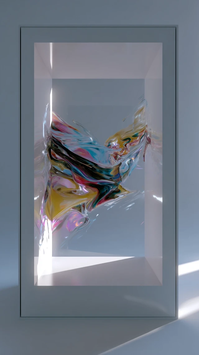 Abstract 3D Wave Art in White Frame