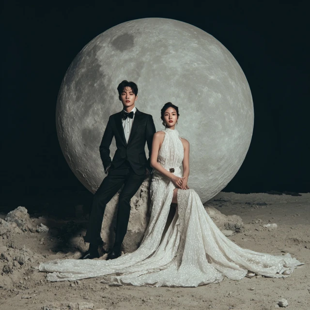 Korean Wedding Fashion Photoshoot on the Moon