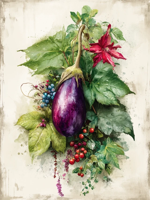 Eggplant Poster Illustration - Plants and Vegetables