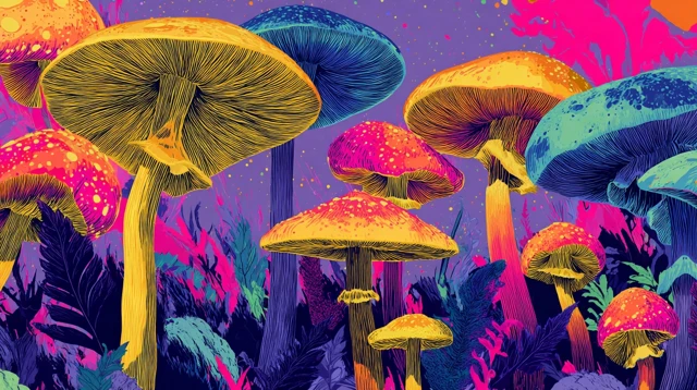 Psychedelic Mushroom Illustration Dreamy Future Art