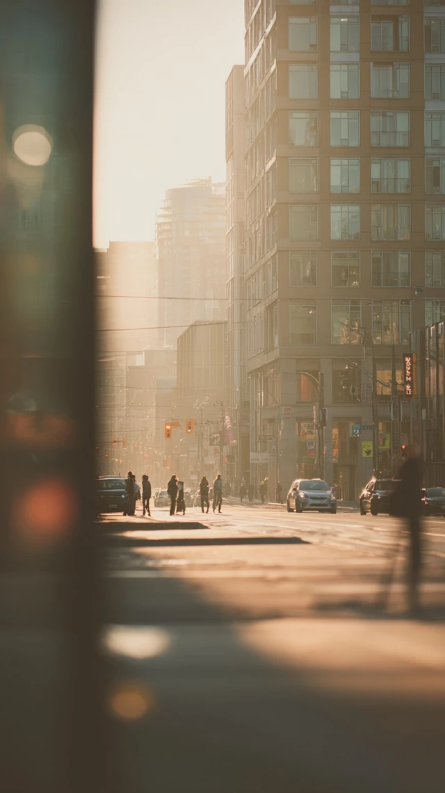 Golden Hour City Street Photography Dreamy Scene