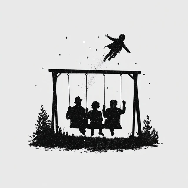 Friends Farewell Floating to Space Silhouette Art