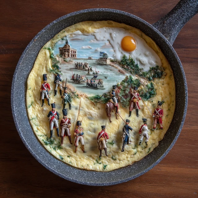 Omelette Napoleonic Wars Scene Miniature Art