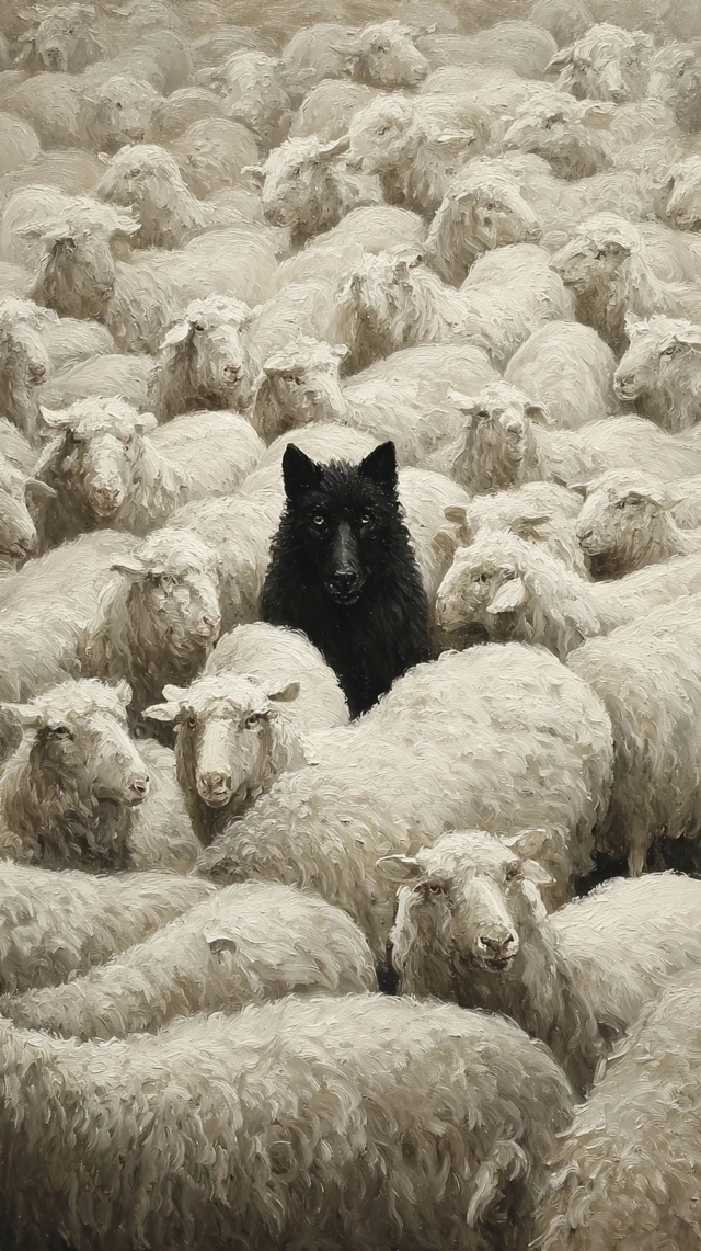 Sheep Herd with a Wolf Painting