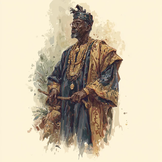 African Leader in Traditional Dress Portrait
