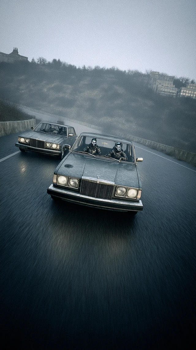 Soviet Sedans Race Across Eastern European Highway