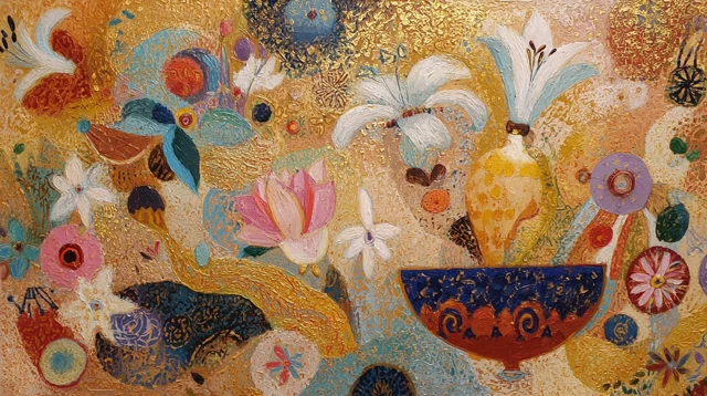 Abstract Oil Painting Mexican Culture Magic Carpet