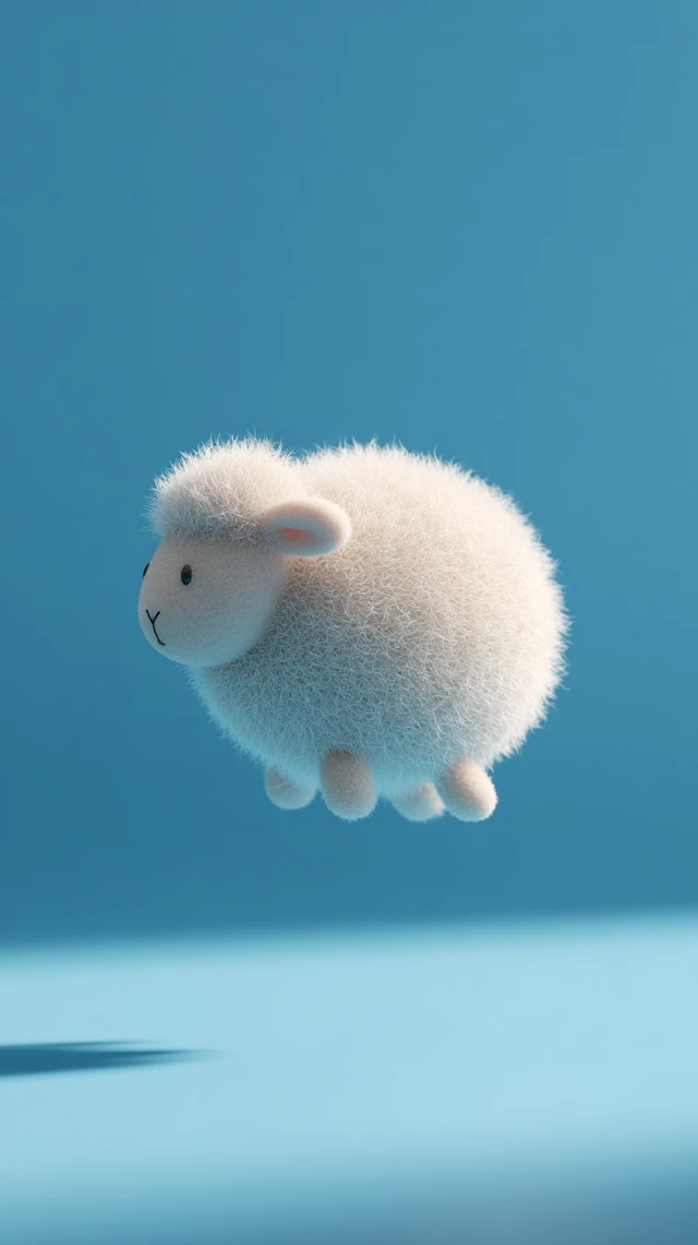 Fluffy 3D Cartoon Sheep Art Piece