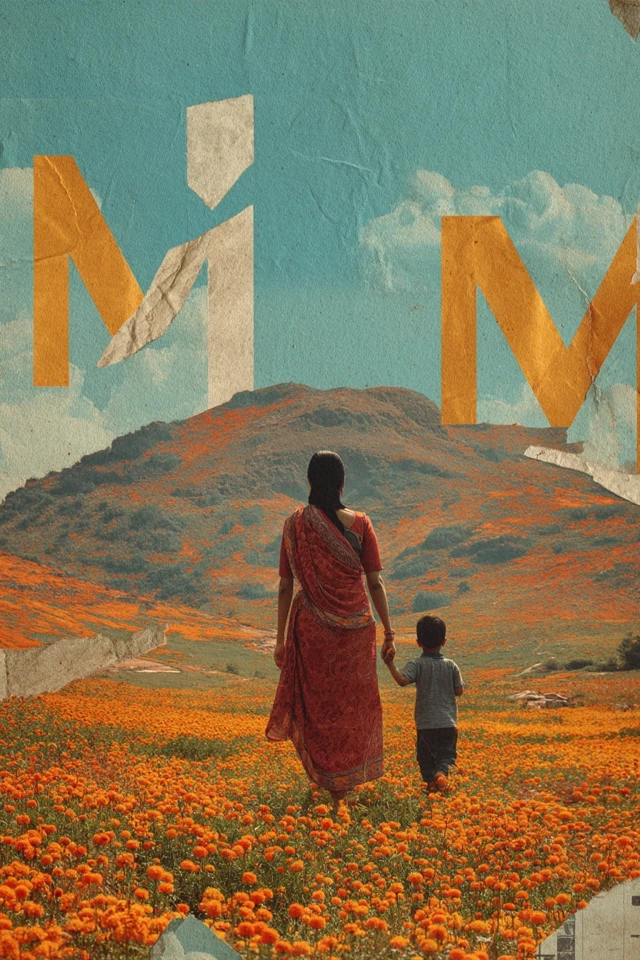 Mothers Day Art: Emotional Tribute, Collage, Marigolds