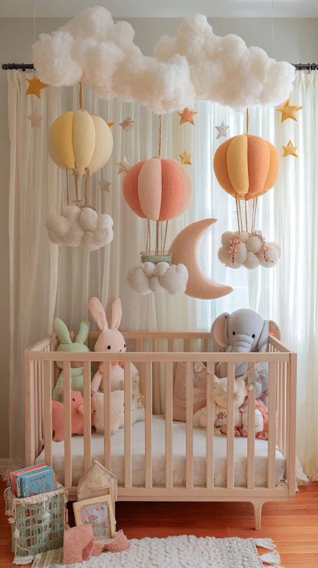 Dreamy Nursery Decor with Balloons and Animals