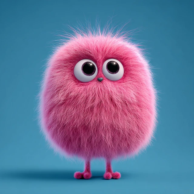 Cute Pink Furry Pixar Character