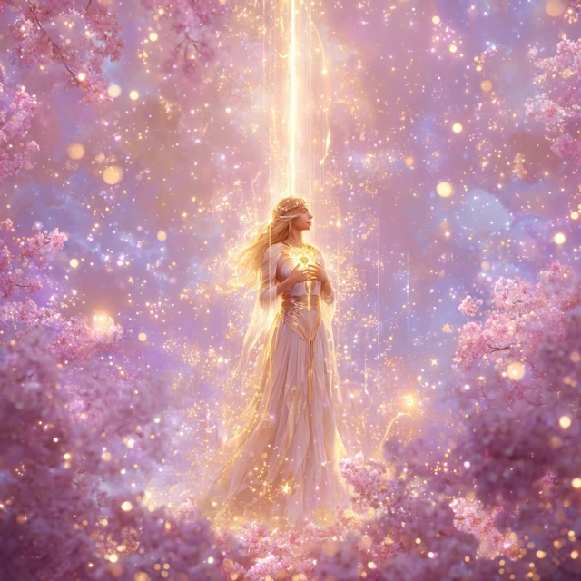 Divine Goddess in Glowing Light Spiritual Art