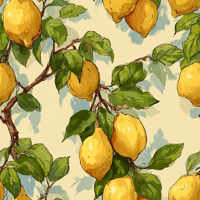 Lemon Pattern Illustration Art Design Fresh and Citrus