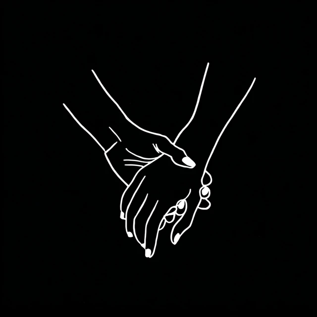 Hands Holding Logo Simple Line Art