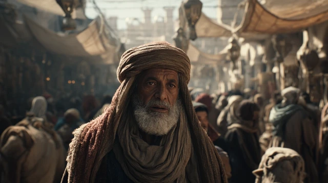 Ancient Arab Man in Mecca Marketplace