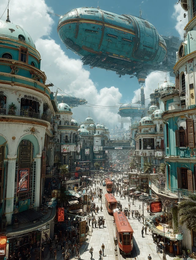 Cyberpunk Future City High Tech Buildings and Neon Lights