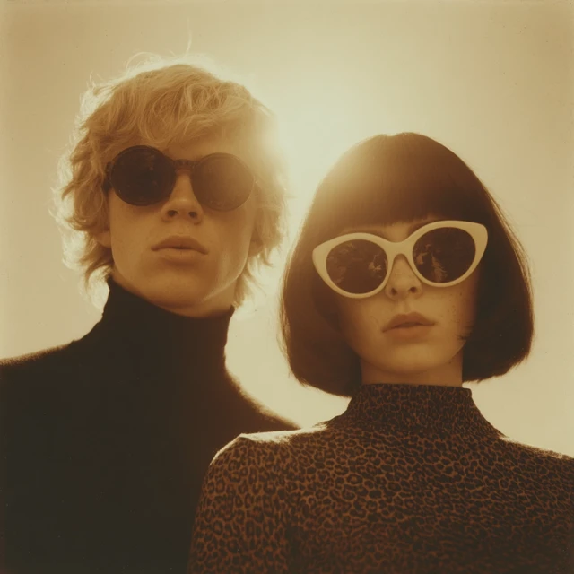 Retro 1960s Fashion Couple Analog Photograph