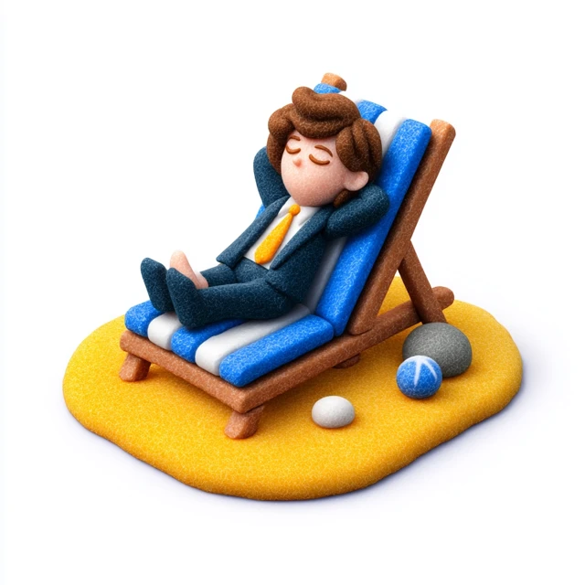 Businessperson Relaxing on Beach 3D Illustration