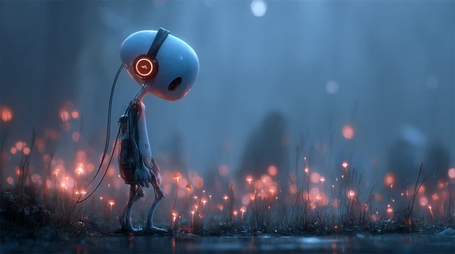 Pixar Alien in a Bioluminescent Forest