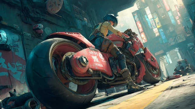 Kitsune on Motorcycle Cinematic Action Photo