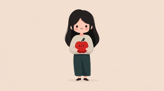 Cute Student Holding Apple Smiling School Visuals