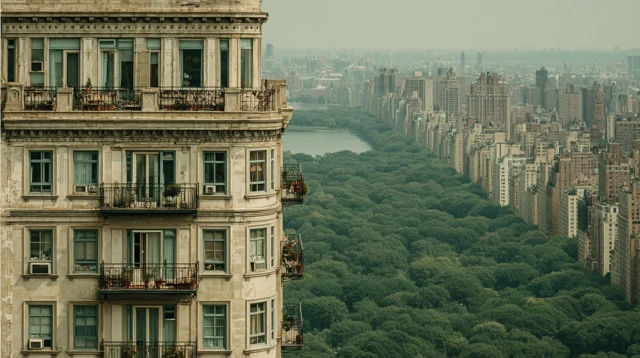 New York City Building View with Central Park