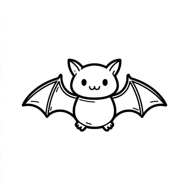 Kawaii Bat Icon for Coloring Childrens Books